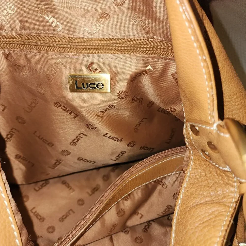 LUCE EUC COGNAC LEATHER SLOUCHY HOBO BAG